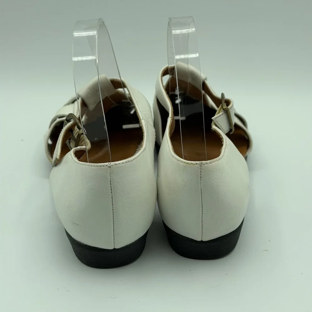 Naturalizer Fisherman Sandals Women 8M White Leather Travel Boho Cottage Comfort